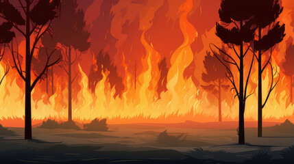 Blazing Inferno Engulfs Forest Landscape