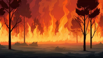 Deurstickers Blazing Inferno Engulfs Forest Landscape © evening_tao