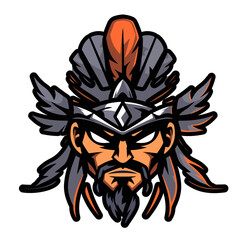 Apache Warrior Mascot for Esports Team Logo Flat Color Vector on White Background