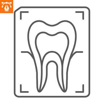 Dental x-ray line icon, outline style icon for web site or mobile app, dentistry and treatment, diagnostic vector icon, simple vector illustration, vector graphics.
