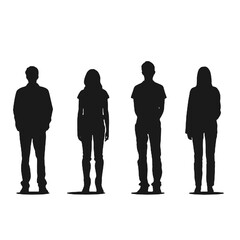 multiple business people standing silhouettes
