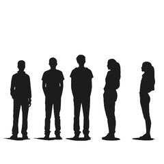 multiple business people standing silhouettes