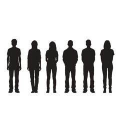 multiple business people standing silhouettes