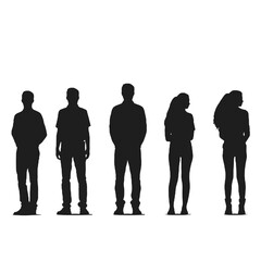 multiple business people standing silhouettes