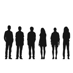 multiple business people standing silhouettes