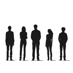 multiple business people standing silhouettes