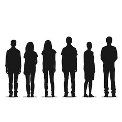 multiple business people standing silhouettes