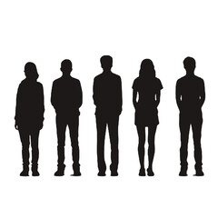 multiple business people standing silhouettes