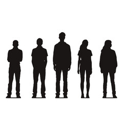 multiple business people standing silhouettes