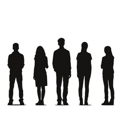 multiple business people standing silhouettes