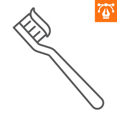 Toothbrush line icon, outline style icon for web site or mobile app, dentistry and hygiene, dental brush vector icon, simple vector illustration, vector graphics.