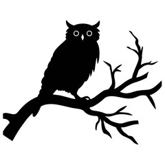 Cute Owl Illustration Vector Illustration Black and White