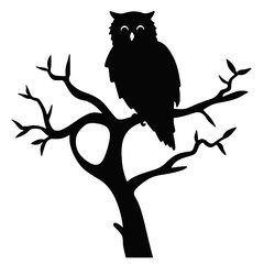 Fototapeta premium Owl silhouette, Owl mascot logo, Owl Black and White Animal Symbol Design, Bird icon.