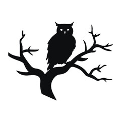 Owl silhouette, Owl mascot logo, Owl Black and White Animal Symbol Design, Bird icon.
