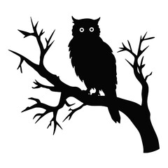 Owl silhouette, Owl mascot logo, Owl Black and White Animal Symbol Design, Bird icon.