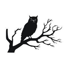Owl silhouette, Owl mascot logo, Owl Black and White Animal Symbol Design, Bird icon.
