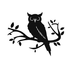 Owl silhouette, Owl mascot logo, Owl Black and White Animal Symbol Design, Bird icon.