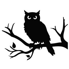 Owl silhouette, Owl mascot logo, Owl Black and White Animal Symbol Design, Bird icon.