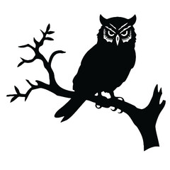 Owl silhouette, Owl mascot logo, Owl Black and White Animal Symbol Design, Bird icon.