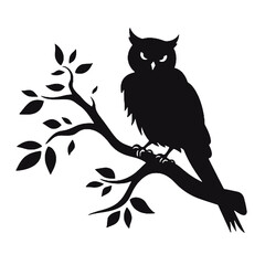 Owl silhouette, Owl mascot logo, Owl Black and White Animal Symbol Design, Bird icon.