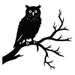 Owl silhouette, Owl mascot logo, Owl Black and White Animal Symbol Design, Bird icon.