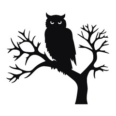 Owl silhouette, Owl mascot logo, Owl Black and White Animal Symbol Design, Bird icon.