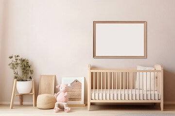Modern Nursery Room Mockup with Cozy Decor - obrazy, fototapety, plakaty