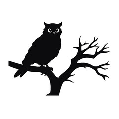 Owl silhouette, Owl mascot logo, Owl Black and White Animal Symbol Design, Bird icon.