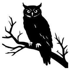 Owl silhouette, Owl mascot logo, Owl Black and White Animal Symbol Design, Bird icon.