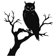 Owl silhouette, Owl mascot logo, Owl Black and White Animal Symbol Design, Bird icon.