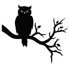 Owl silhouette, Owl mascot logo, Owl Black and White Animal Symbol Design, Bird icon.
