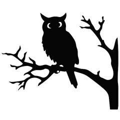 Owl silhouette, Owl mascot logo, Owl Black and White Animal Symbol Design, Bird icon.