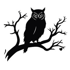 Owl silhouette, Owl mascot logo, Owl Black and White Animal Symbol Design, Bird icon.