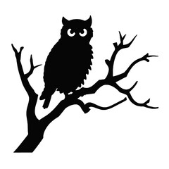 Owl silhouette, Owl mascot logo, Owl Black and White Animal Symbol Design, Bird icon.