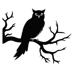Owl silhouette, Owl mascot logo, Owl Black and White Animal Symbol Design, Bird icon.