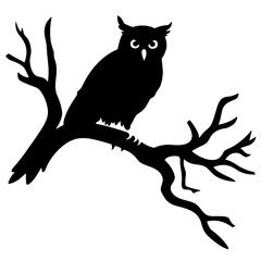 Owl silhouette, Owl mascot logo, Owl Black and White Animal Symbol Design, Bird icon.