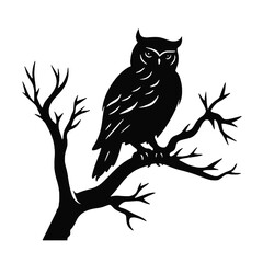 Owl silhouette, Owl mascot logo, Owl Black and White Animal Symbol Design, Bird icon.