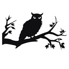 Fototapeta premium Owl silhouette, Owl mascot logo, Owl Black and White Animal Symbol Design, Bird icon.