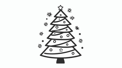 The Line Art of Christmas Tree flat vector 