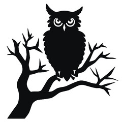 owl sitting on top of a tree branch Silhouette 