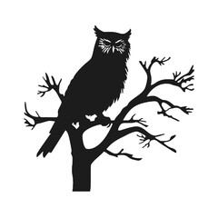 owl sitting on top of a tree branch Silhouette 