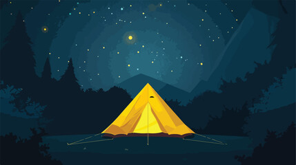 Tourist tent on the background of the night starry sky 