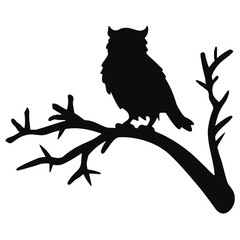 owl sitting on top of a tree branch Silhouette 