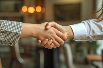 Woman handshake. Two businesswomen of shake hands