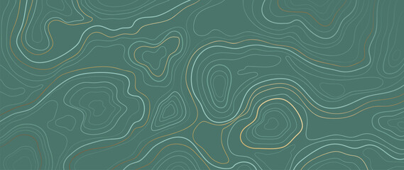 Luxury gold abstract line art background vector. Mountain topographic terrain map background with gold lines texture. Design illustration for wall art, fabric, packaging, web, banner, app, wallpaper.