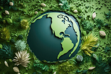 Obraz na płótnie Canvas Green Planet Concept: Nature and Ecology Harmony