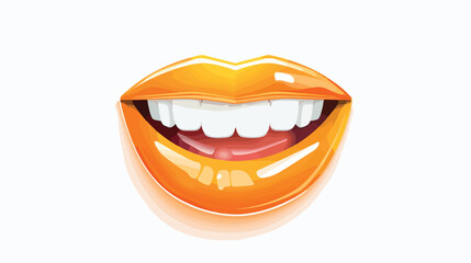 White Smiling lips icon isolated on white background.