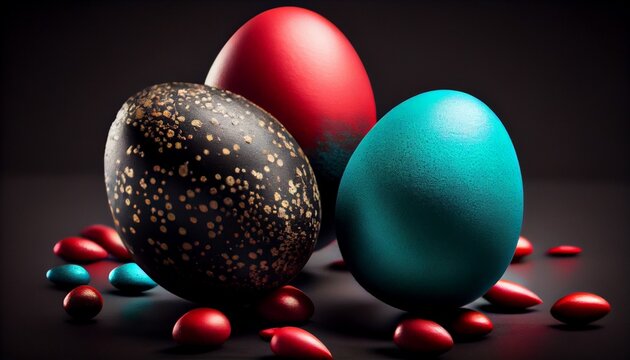 Easter eggs teal black red