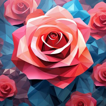 colorful handmade paper flower illustration on isolated background for wedding invitation or gift card.