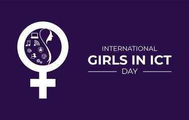 Fototapeta premium International Girls in ICT Day is celebrated on the fourth Thursday in April. Holiday concept. Template for background with banner, poster and card. Jpeg format.